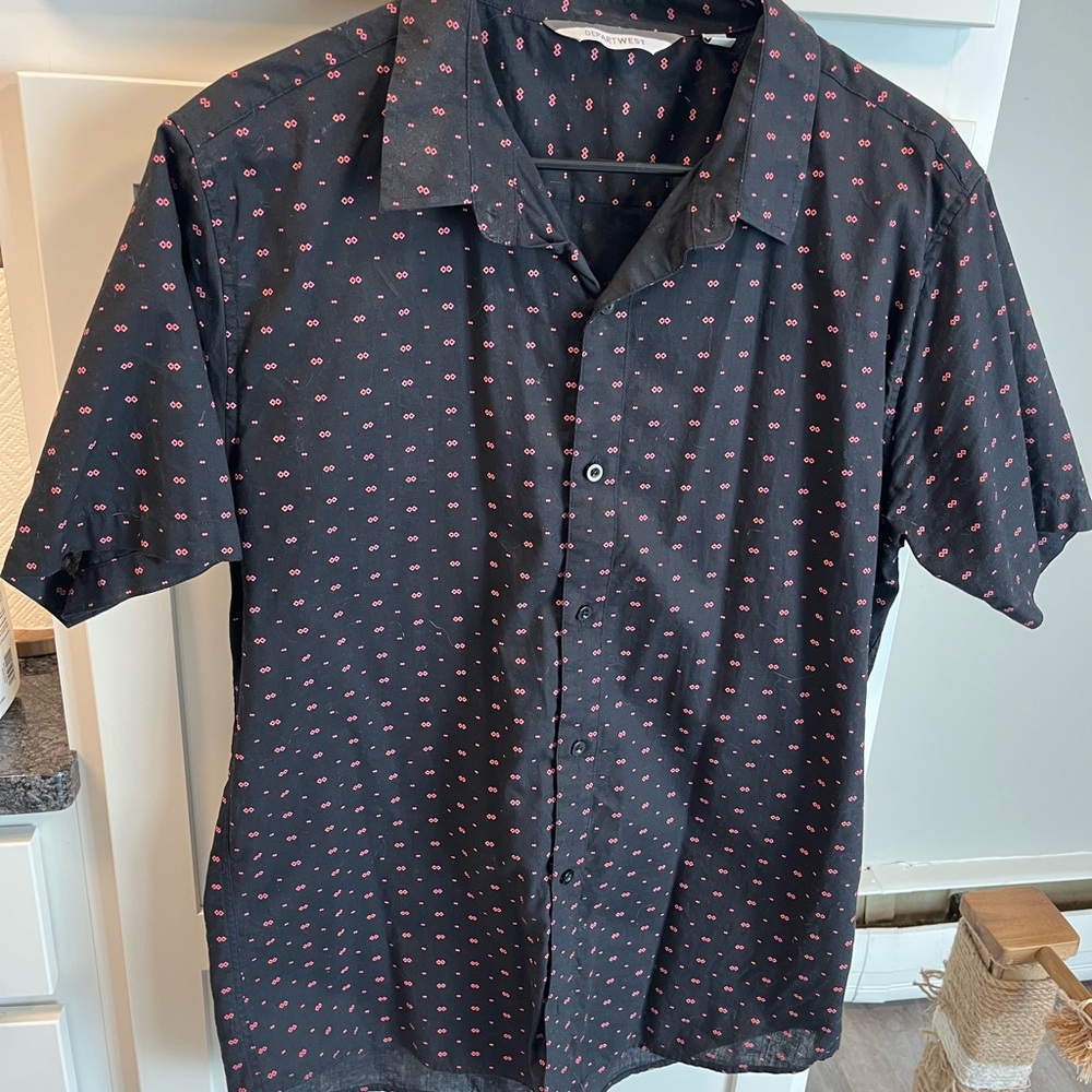 Casual Black and Red Patterned Men's Shirt